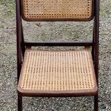 Set of 4 folding chairs wood and canning of the 70s