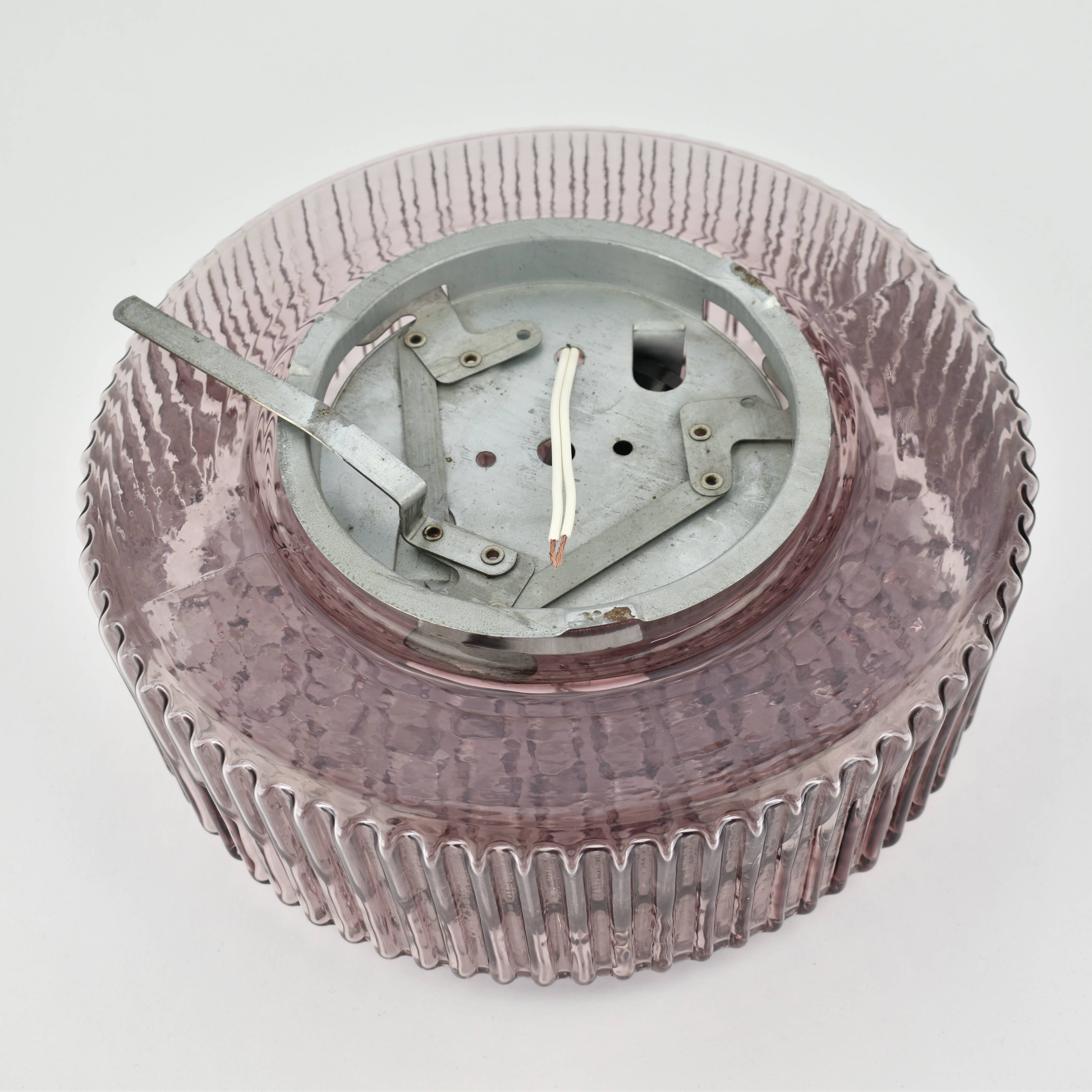 Mid-century modern amethyst glass flush mount, 1970s