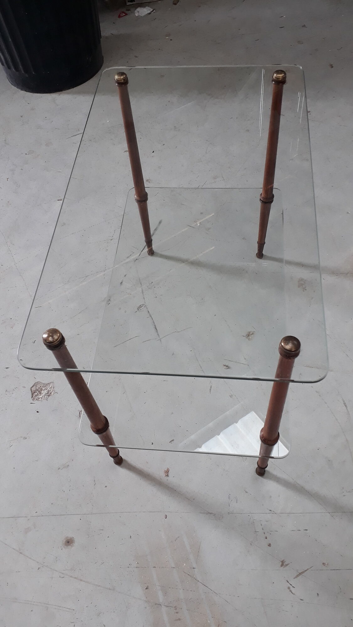 Coffee table in glass and wood, 1960s