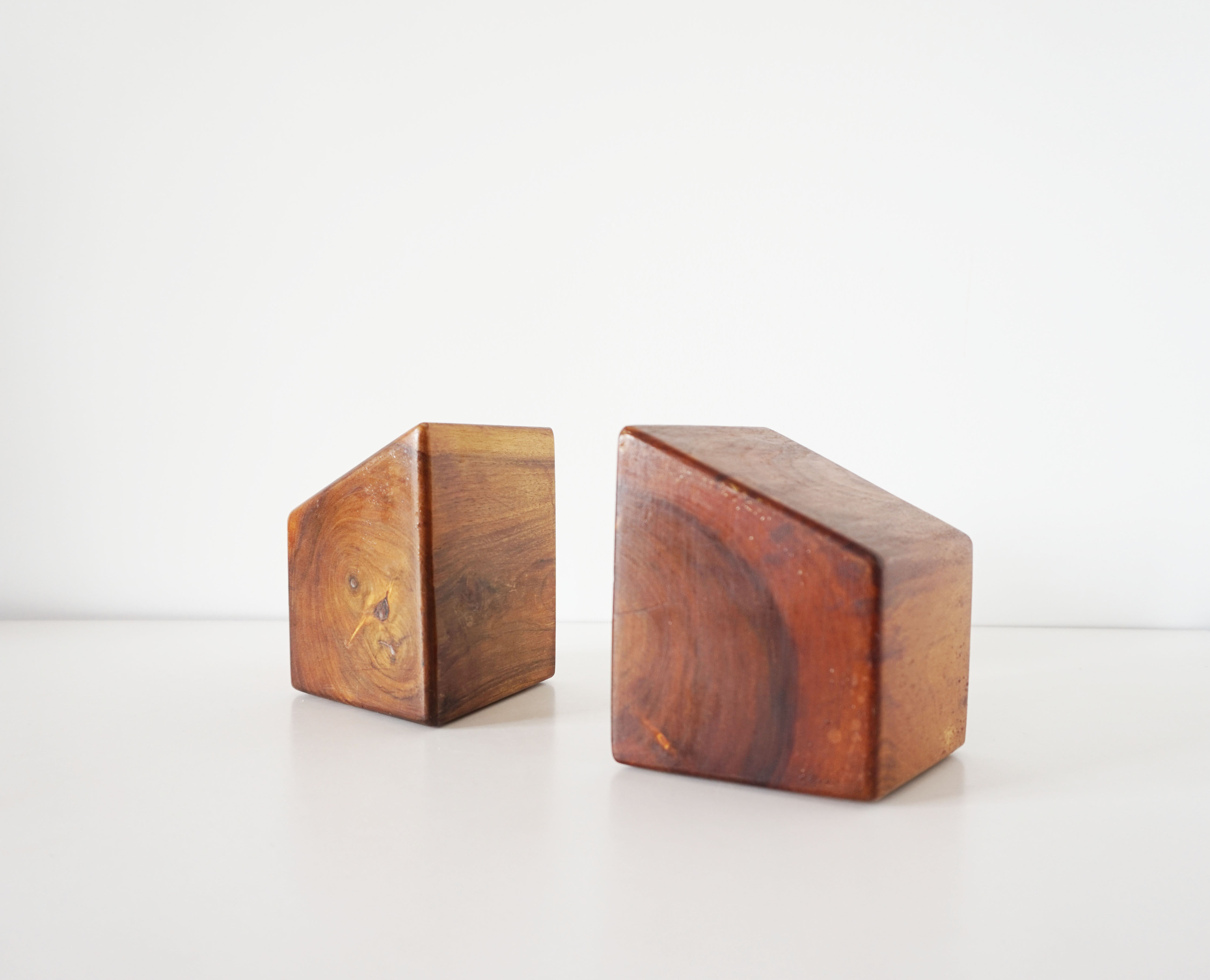Vintage solid wood bookends