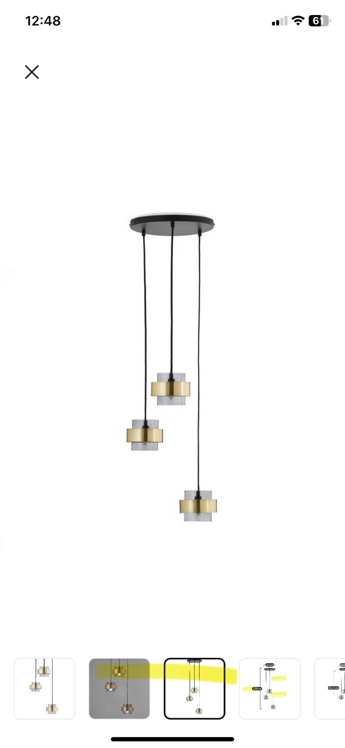 Suspension laiton verre fumé