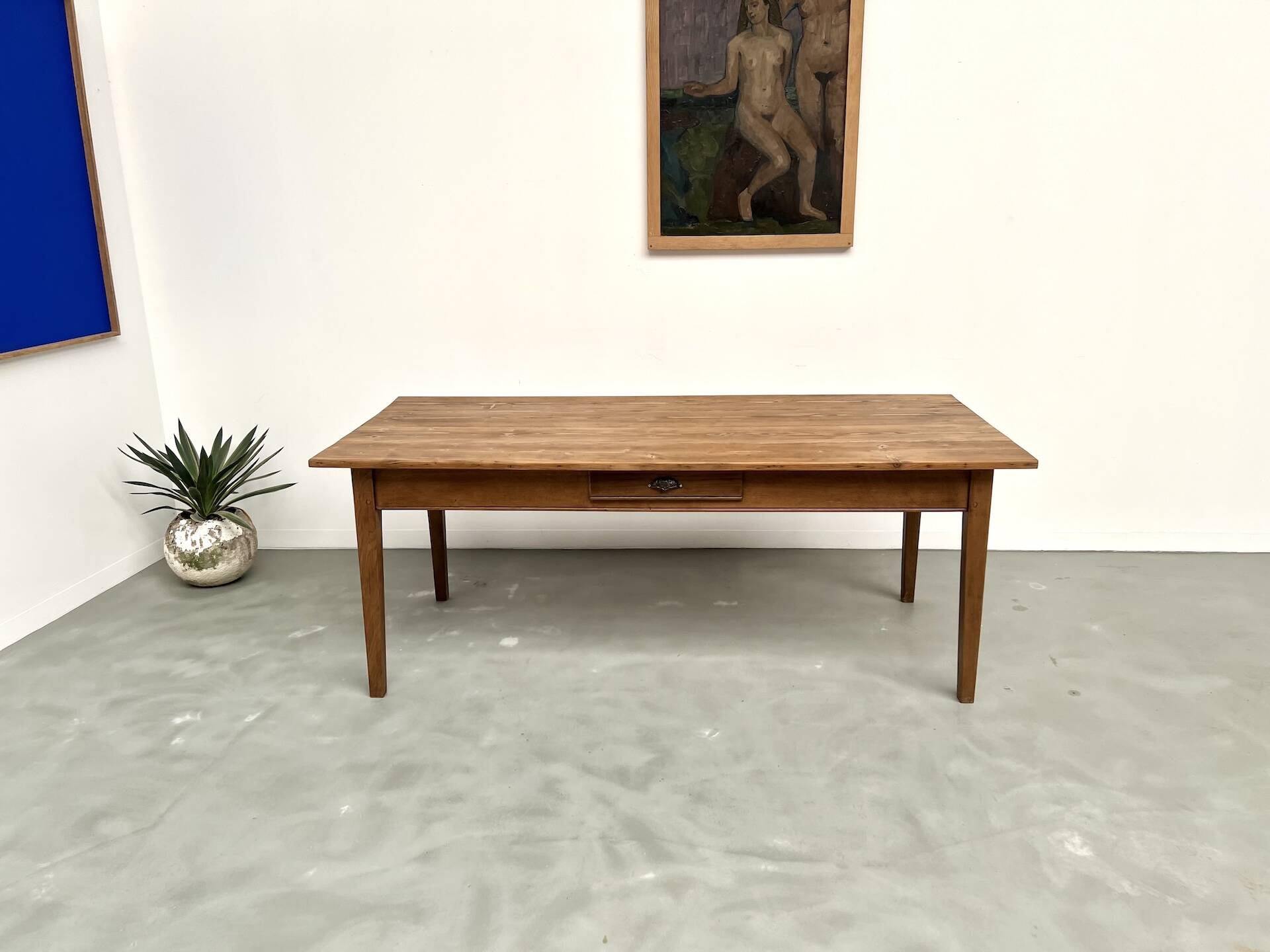 1950s farmhouse table, oak and pine