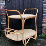 Vintage rattan service trolley