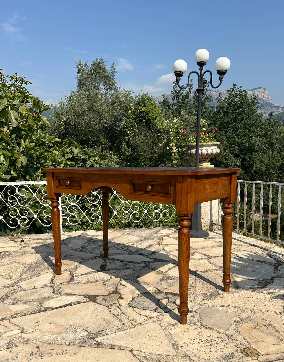 Louis XV style walnut desk, 20th century