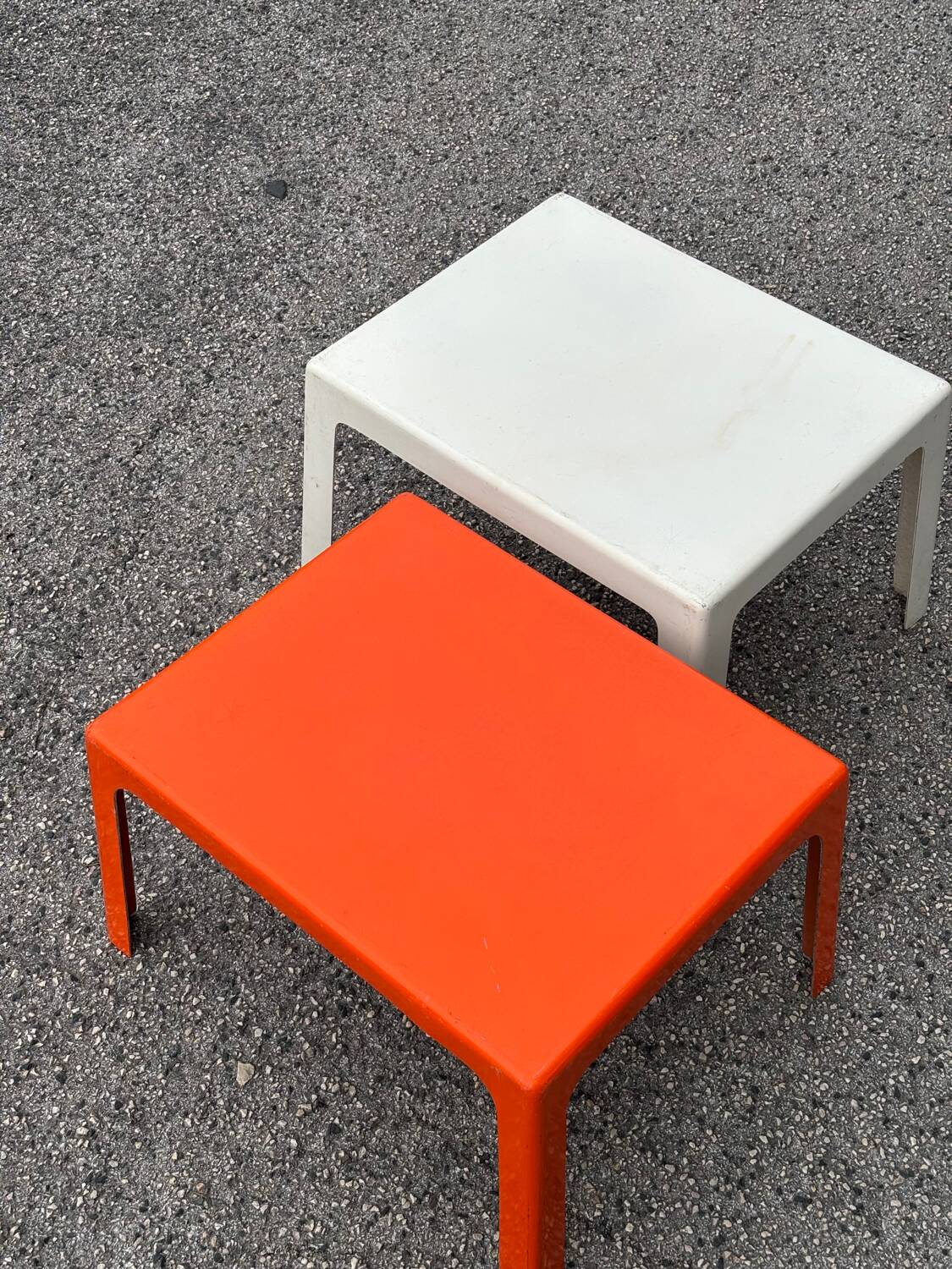 Pair of Space Age fiberglass coffee tables, Circa 1970