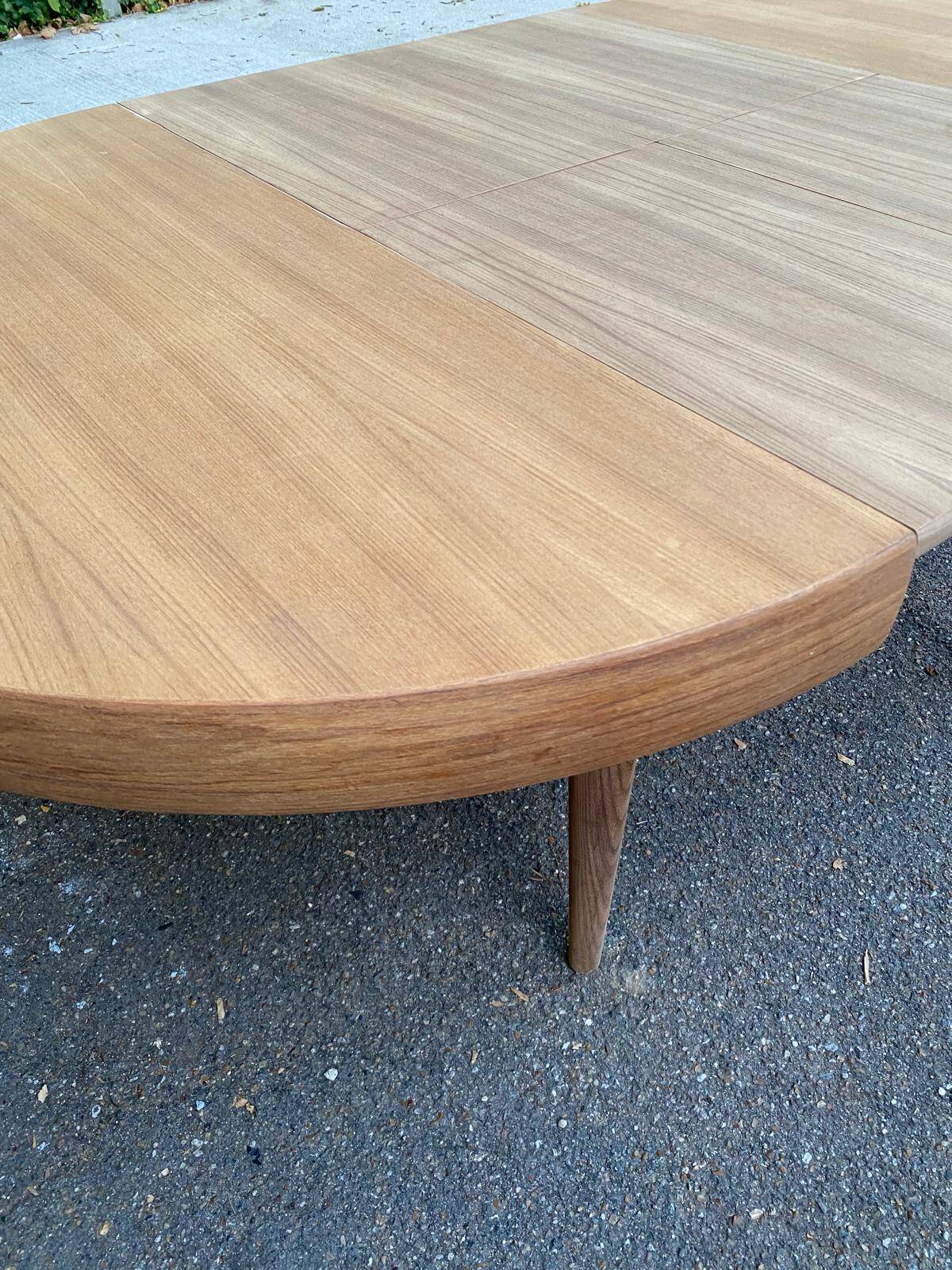 Authentic Scandinavian round table BAUMANN stripped in raw teak 1960