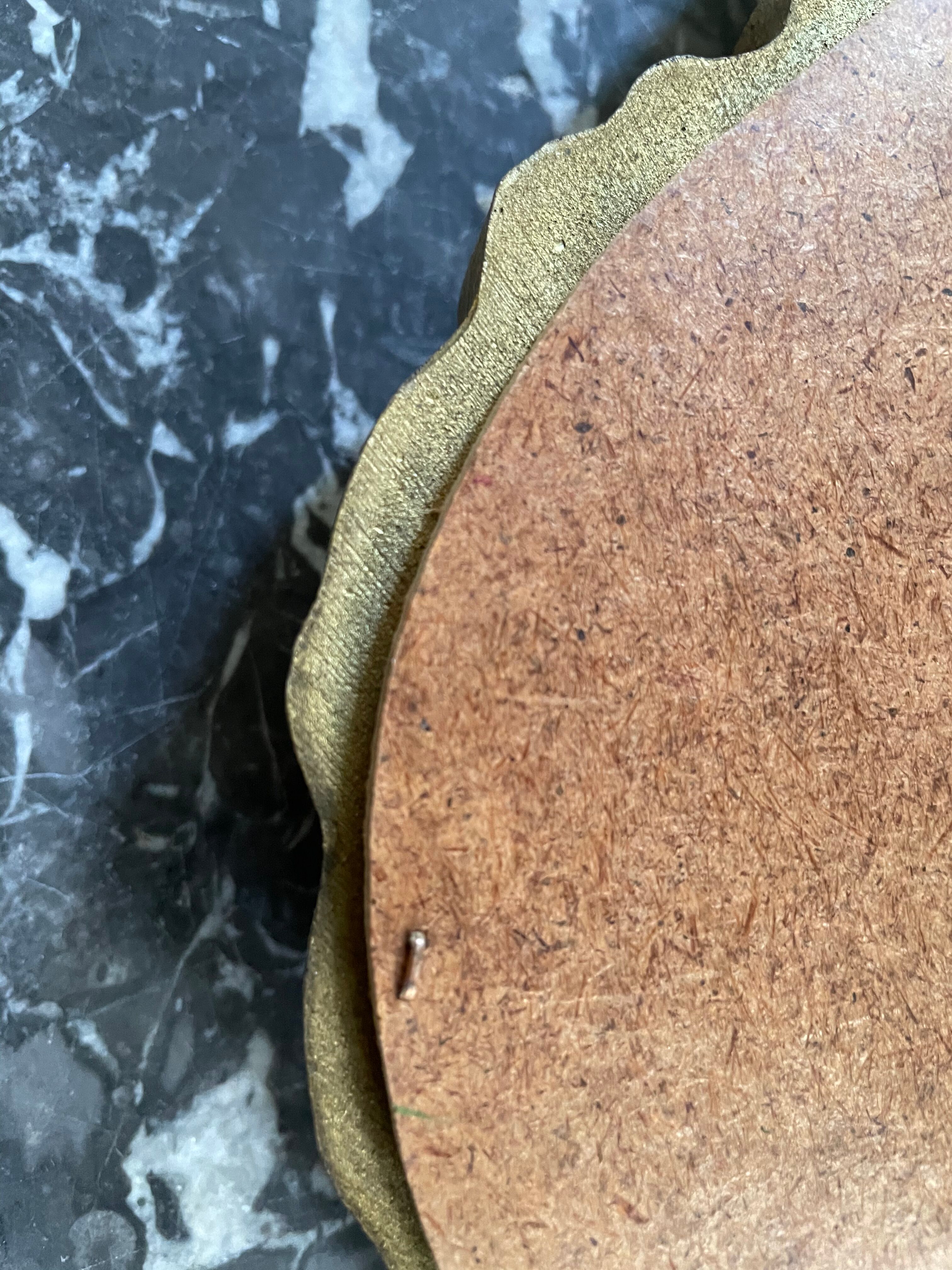 Golden mirror decorated with rose 60s - 43x23cm