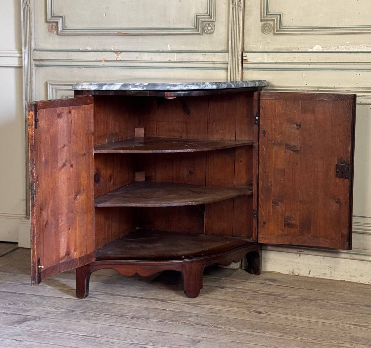 Pair of Console Tables, Mahogany and Rosewood Veneer, Blue Turquin Marble, X
