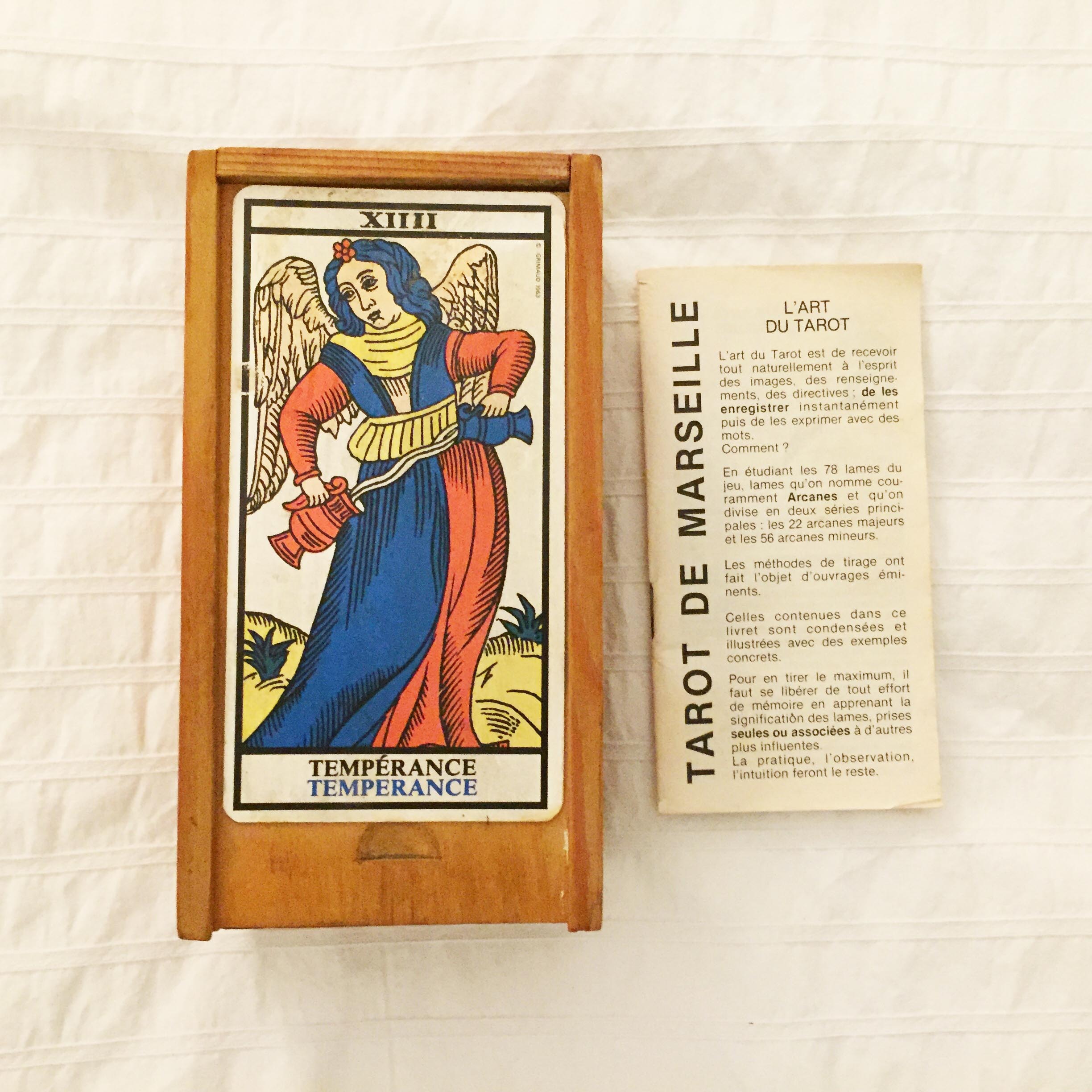 Tarot deck and wooden box therein