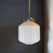 Pink Art Deco glass hanging lamp