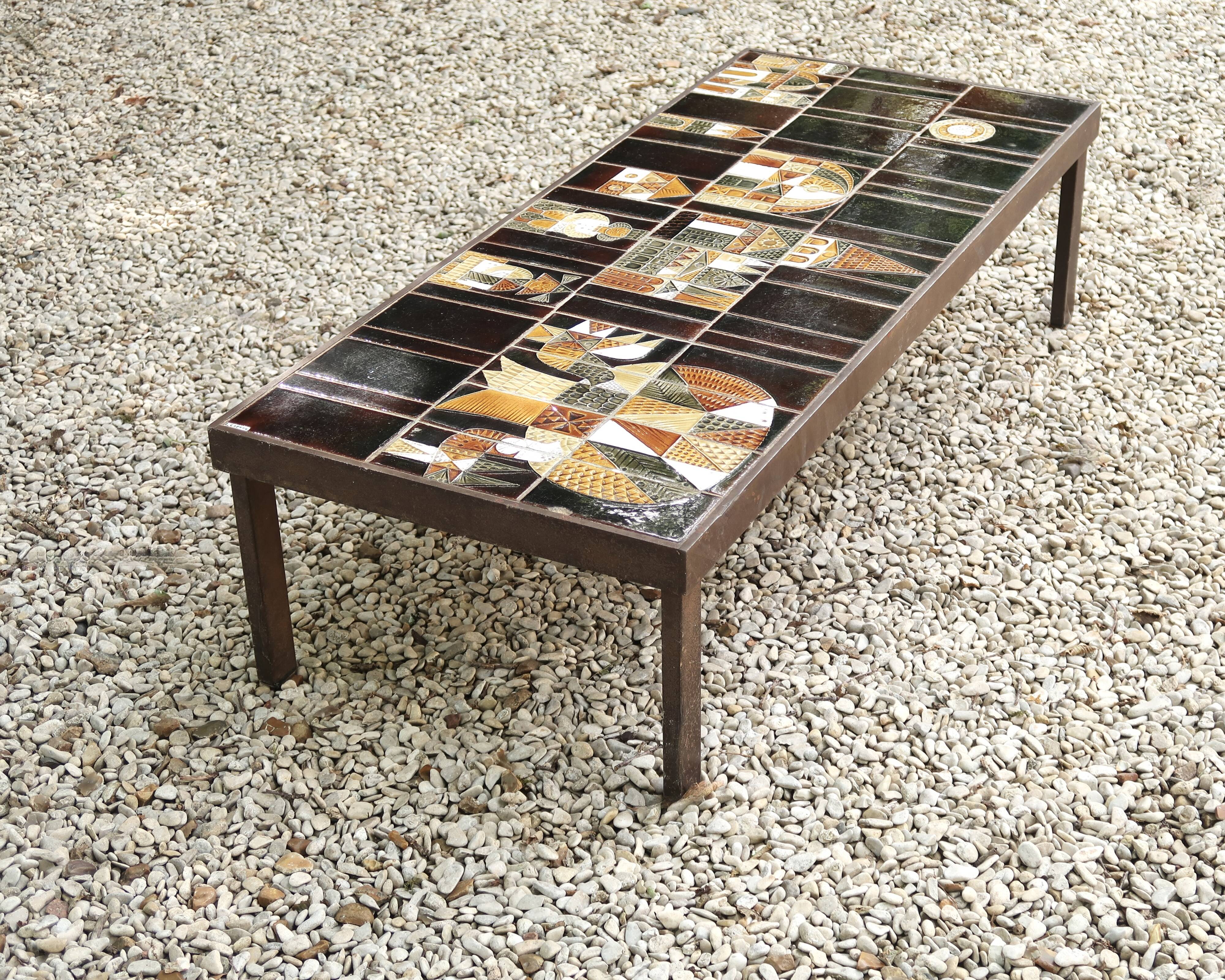 Ceramic coffee table by Roger Capron, Vallauris 1970s