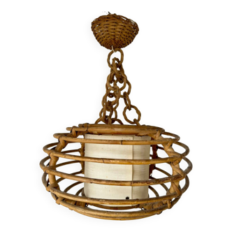 Vintage rattan cage pendant light