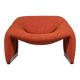 F598 Groovy 'M' chaise in orange/red bouclette by Pierre Paulin for Artifort, 1980