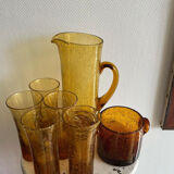 Service à orangeade en verre bulle Biot