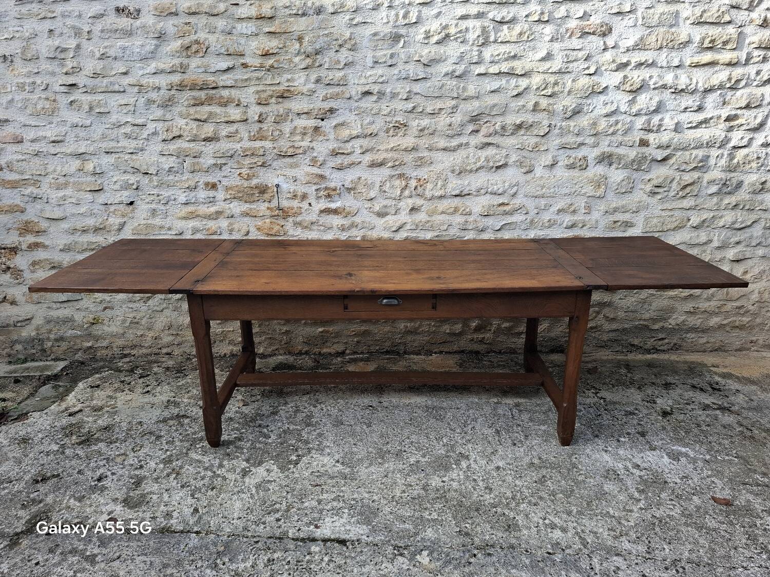 Extendable oak farmhouse table