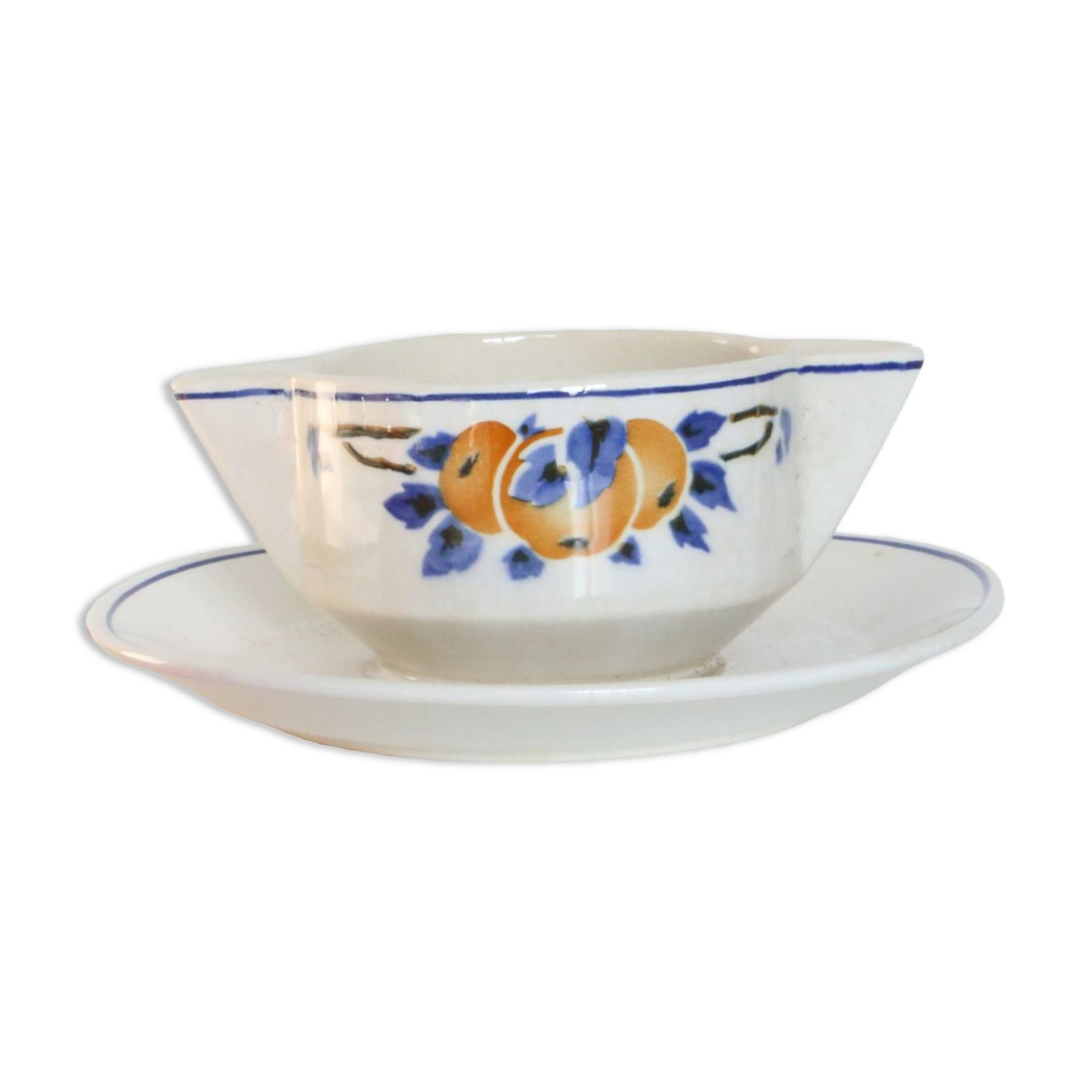 Saucière saint amand, ceramic, décor quebec, 1940/50, vintage french