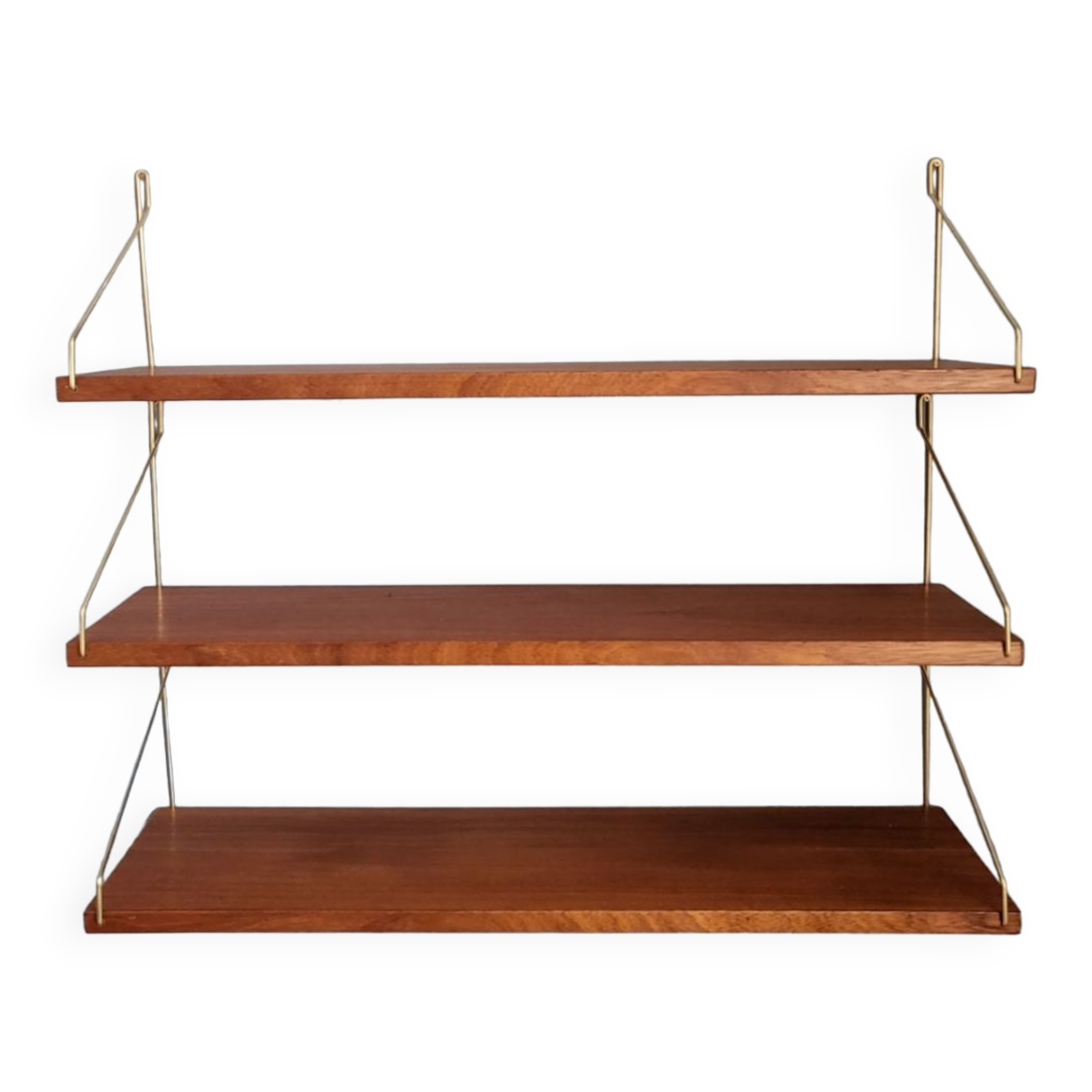 Set of 3 norwegian teak wall shelves