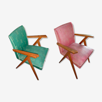 Pair of 50s bridge style armchairs