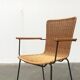 Mid-century metal and rattan dining chairs, set of 3.