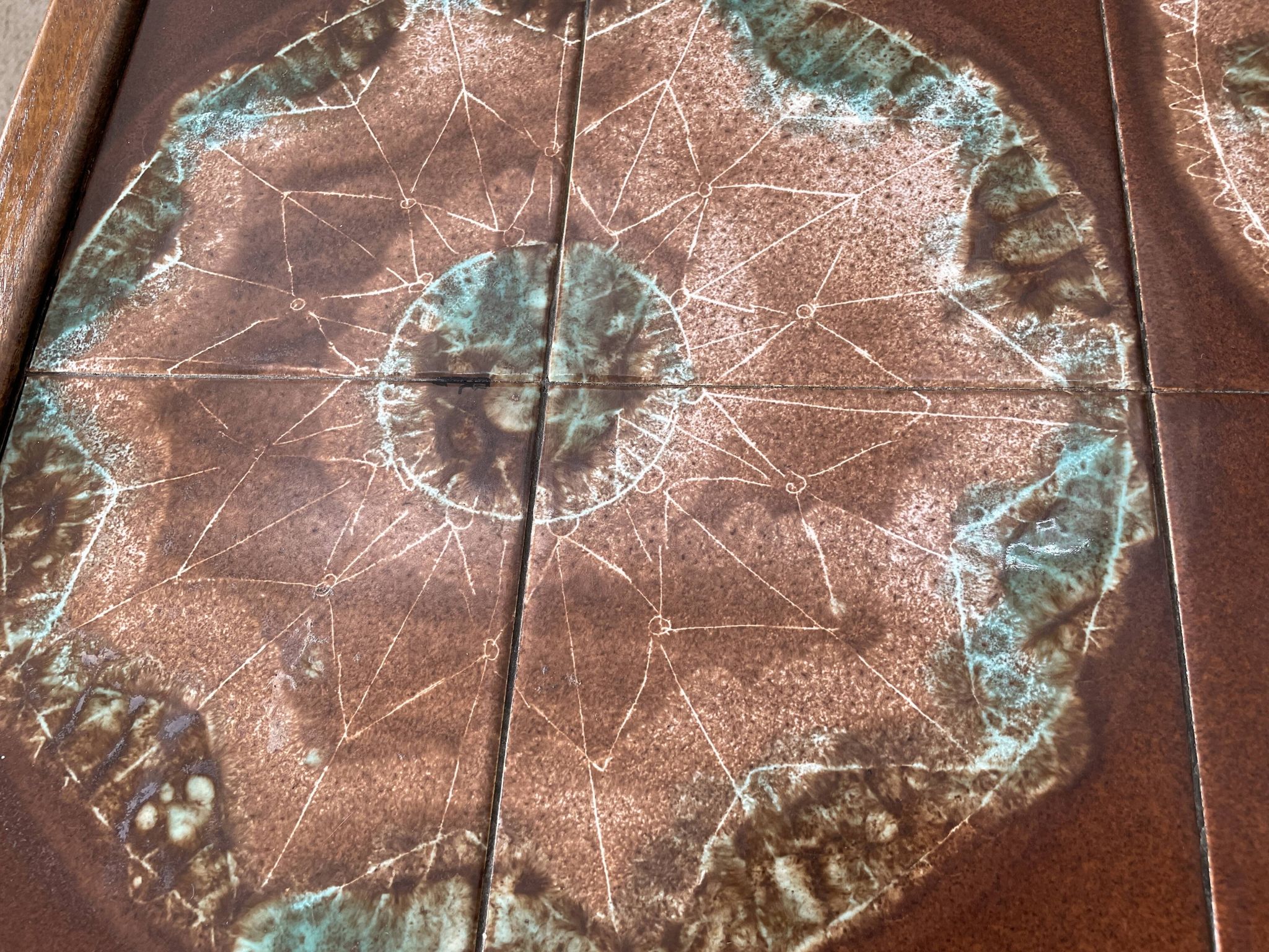 Coffee table in wood and ceramic attributed to Juliette Belarti alias Julien de Covemaeker