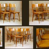 6 vintage bistro chairs wood