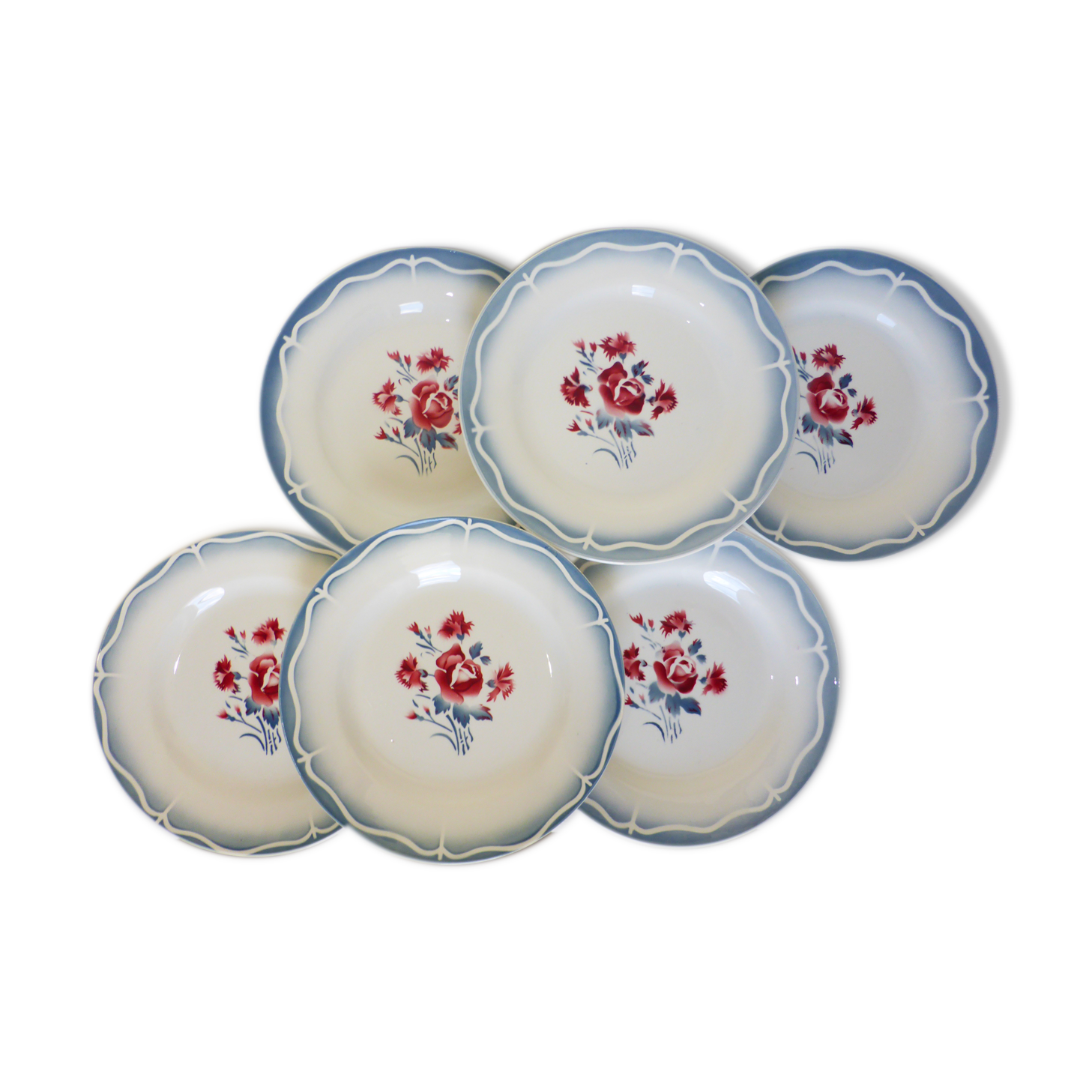 6 assiettes plates de Digoin Sarreguemines modèle Nina Rosa 210419