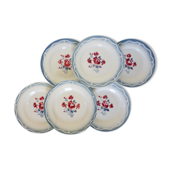 6 flat plates of Digoin Sarreguemines model Nina Rosa 210419