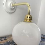 White opaline globe wall lamp