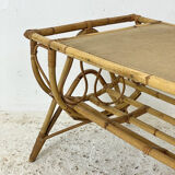 Table basse en rotin vintage 60's