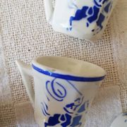 Vintage Porcelain Dinner Set 7 Small Cups with Horseman and Lasso Motif