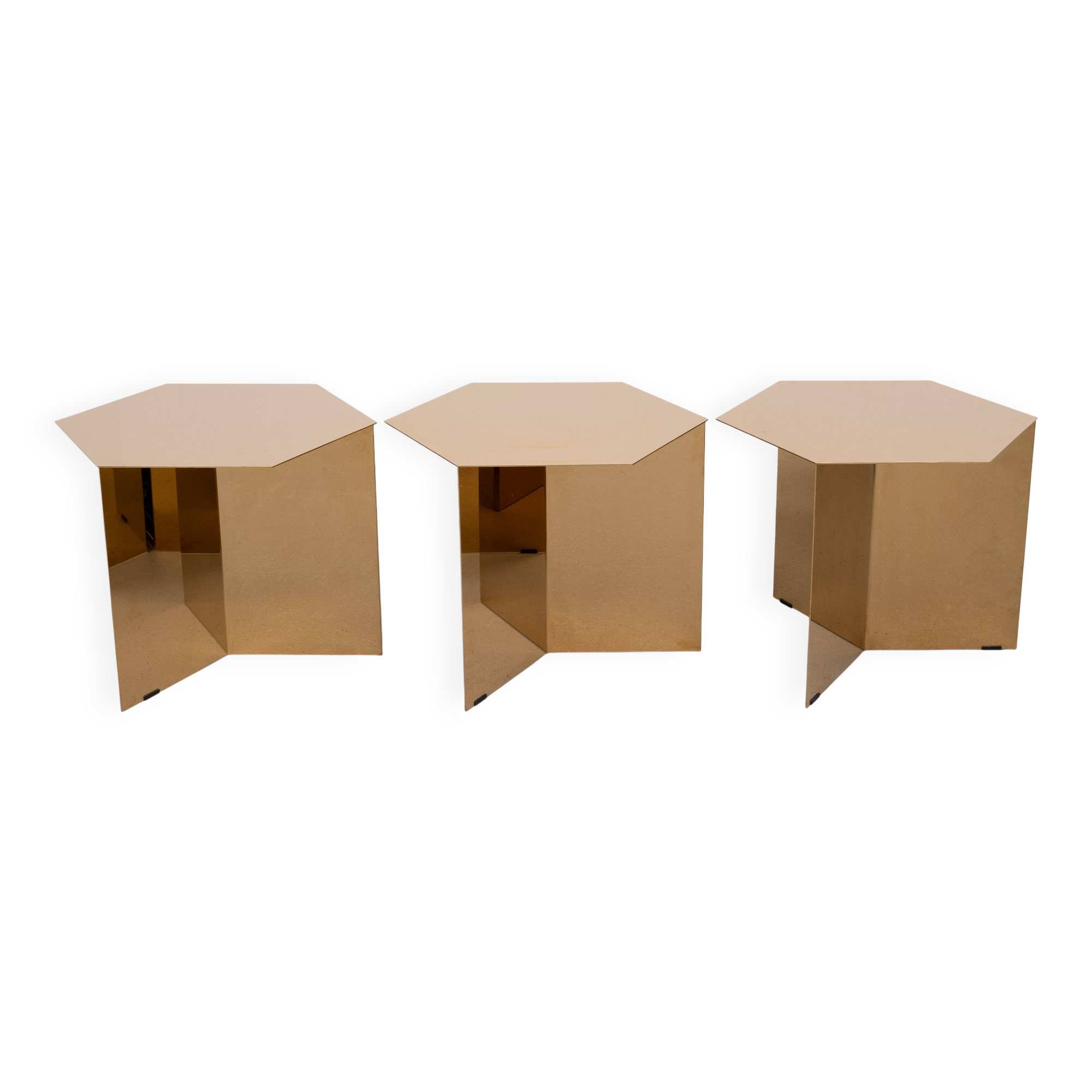 Danish brand Hay’s '' Slit '' Brass side tables set of 3