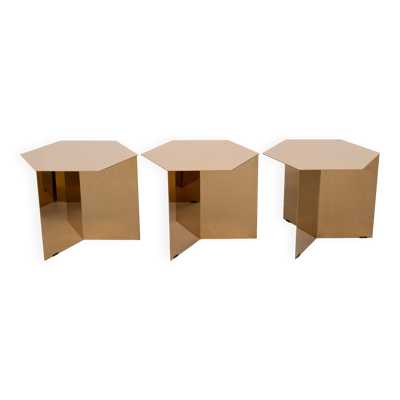 3 tables d'appoint en laiton « Slit » de la marque danoise Hay