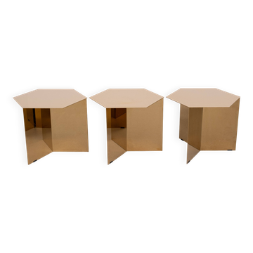 3 tables d'appoint en laiton « Slit » de la marque danoise Hay