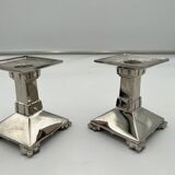 Art Deco Nickel-Plated Bronze Candlesticks, France, 1930, Set of 2