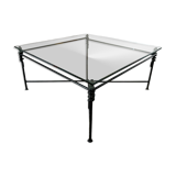 Grande table basse fer forgé et verre Jacques Ducru