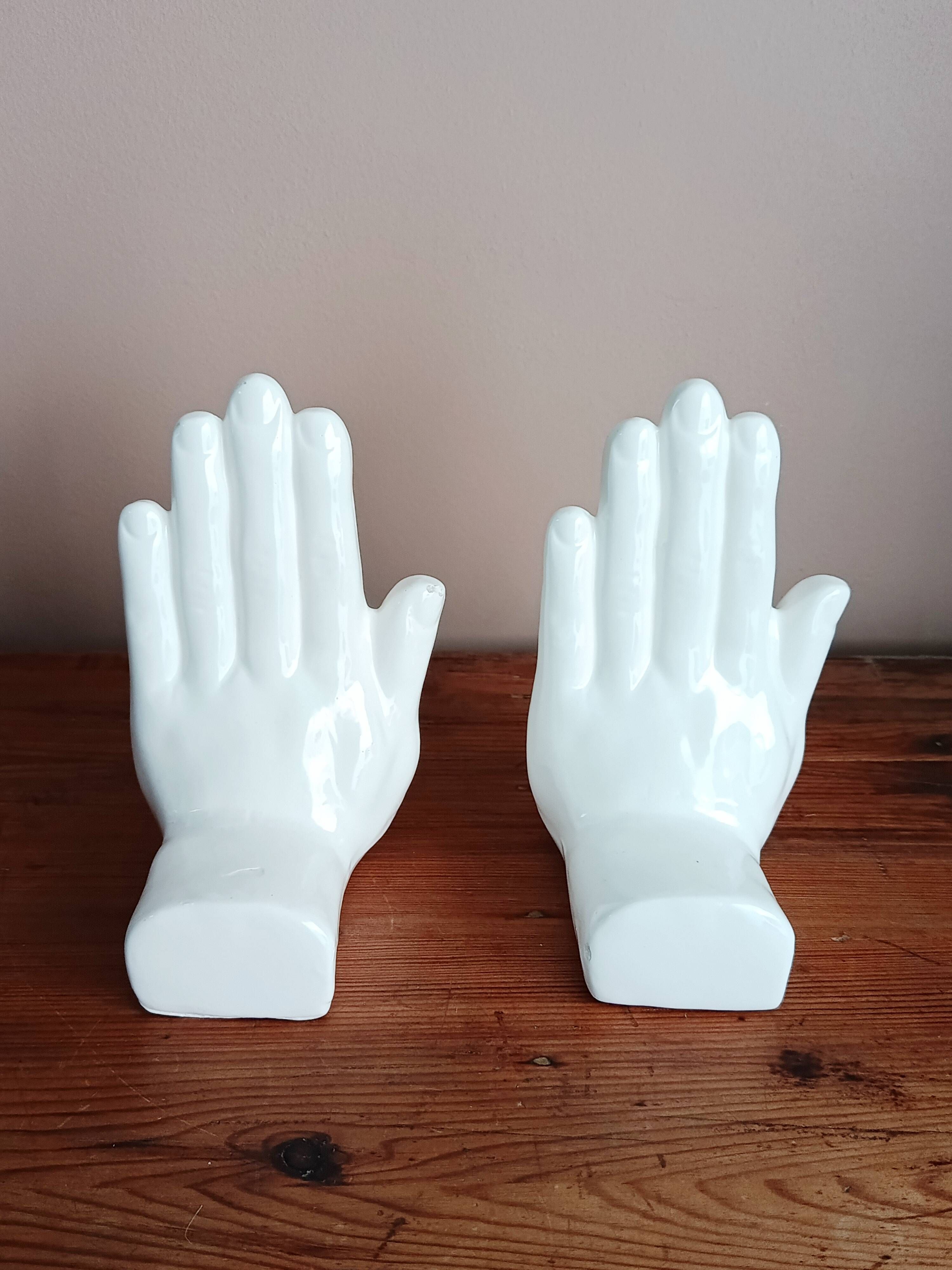 Ceramic hand bookends