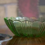 Vintage green decorative plate with flowers from the mid-century, Italy, 1960s.