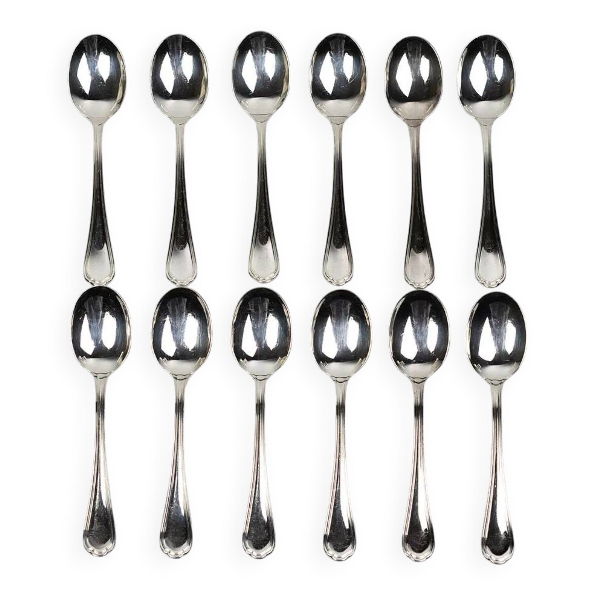 Christofle – 12 silver-plated coffee spoons Spatours in their case
