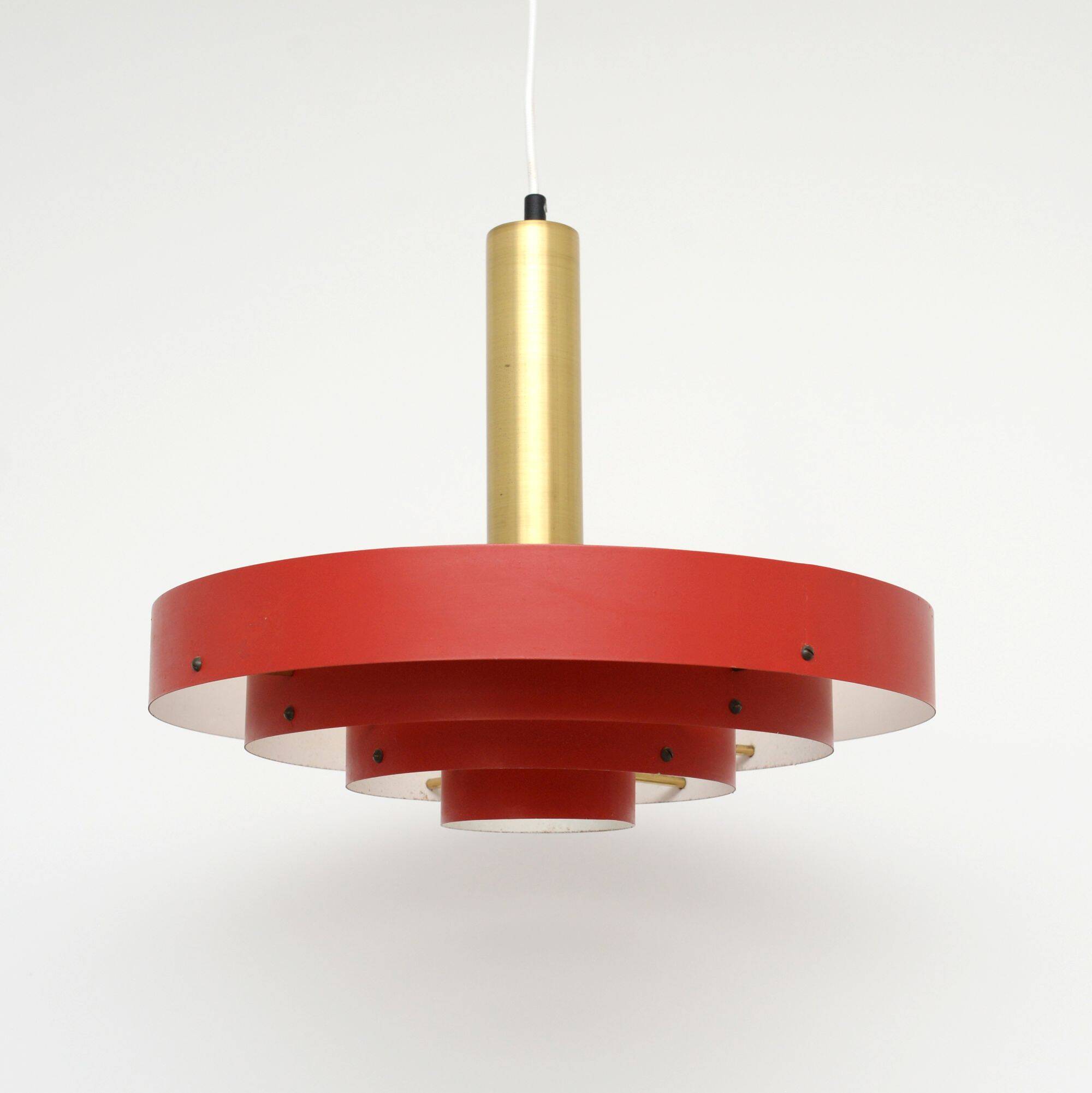Red Scandinavian lamp, Denmark 1960s