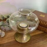 Glass and brass candle holder