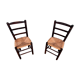Paire de chaises brutaliste bois paille
