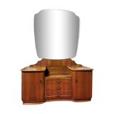 English art deco walnut hairdresser, vintage 1950