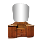 English art deco walnut hairdresser, vintage 1950