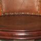 Chaise de bureau rotative nautique antique en teck, fer et cuir