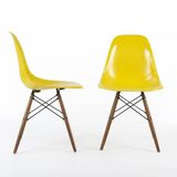 Yellow Pair (2) Herman Miller Original Eames DSW Side Shell Chairs