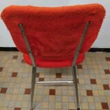 Lot de 4 anciennes chaises en tissus moumoute année 60 vintage