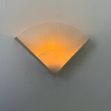 Vintage wall lamp, beige lacquered metal and sandblasted glass, France 1970