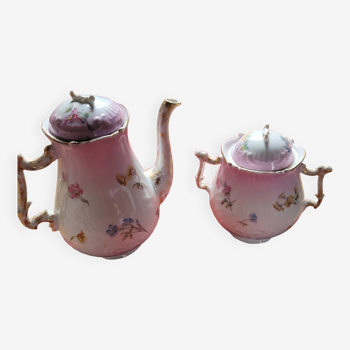 Limoges porcelain teapot and sugar bowl set