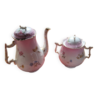 Limoges porcelain teapot and sugar bowl set