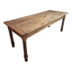 Old farmhouse dining table, rustic kitchen, poplar top, chestnut base, two drawers, 1800–1850.